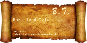 Baki Terézia névjegykártya