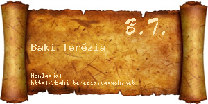 Baki Terézia névjegykártya